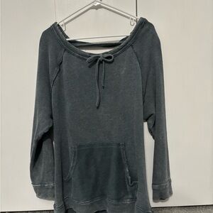 Free People Gray Relaxed Tie Front Hoodie
